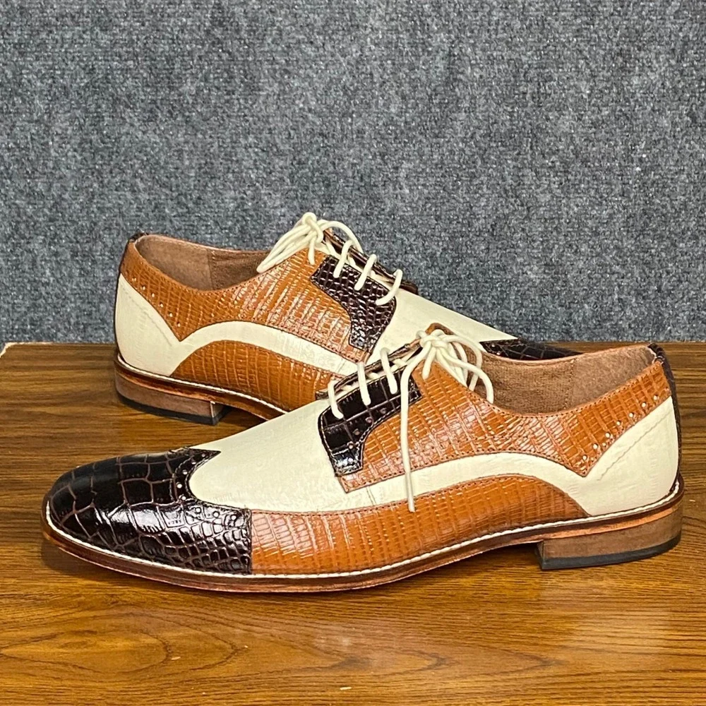 Stacy Adams‎ Gallinari Brown Multi Leather Oxford Dress Shoes Mens Size 10M NIB